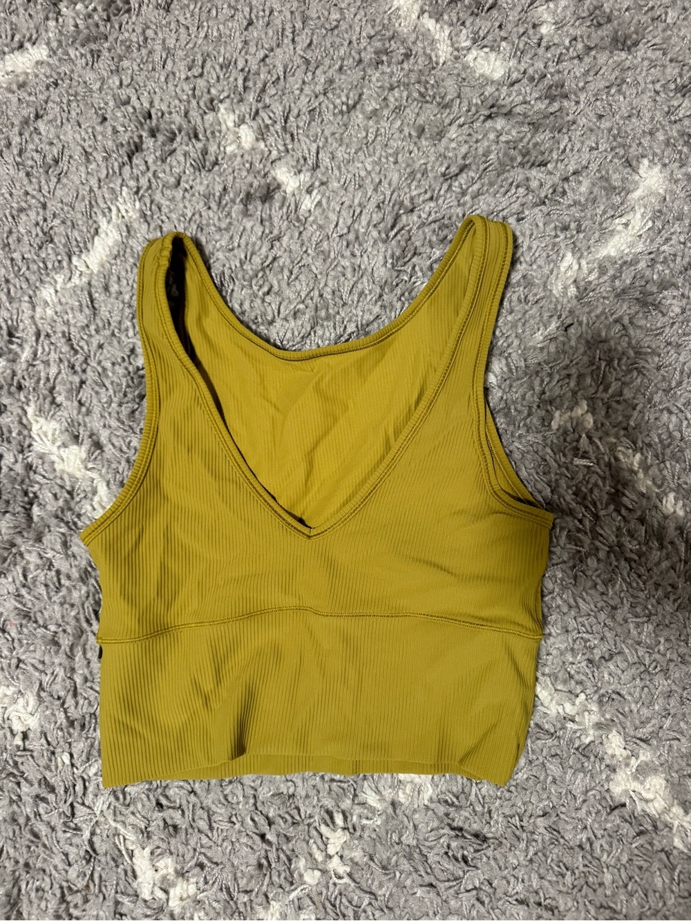 lululemon athletica Olive Green Ribbed V-Neck Crop Tank